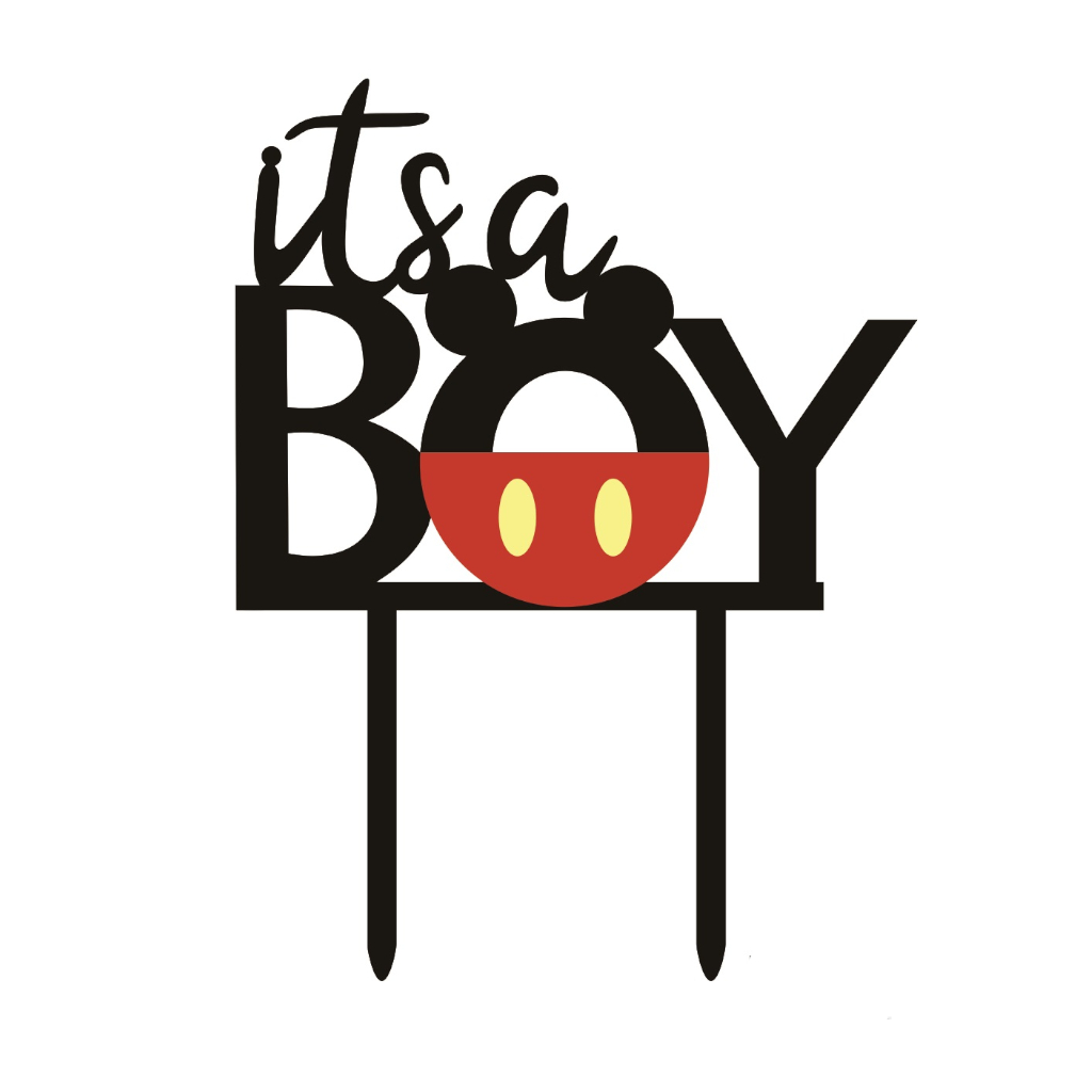 Topper negru, rosu, galben, 172x130x1.5 mm, it’s a boy