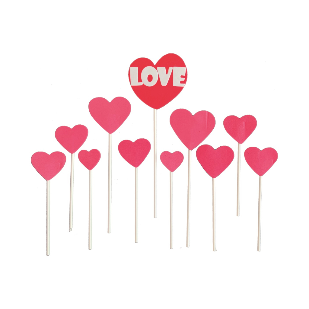 Set 11 buc. topper rosu, inima, love