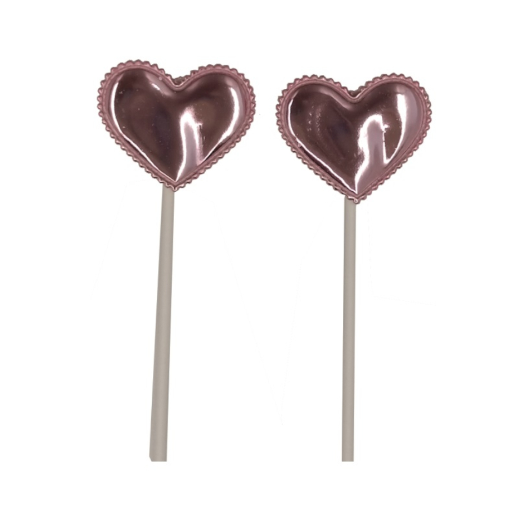 Set 6 buc. topper roz, 12 cm, inima