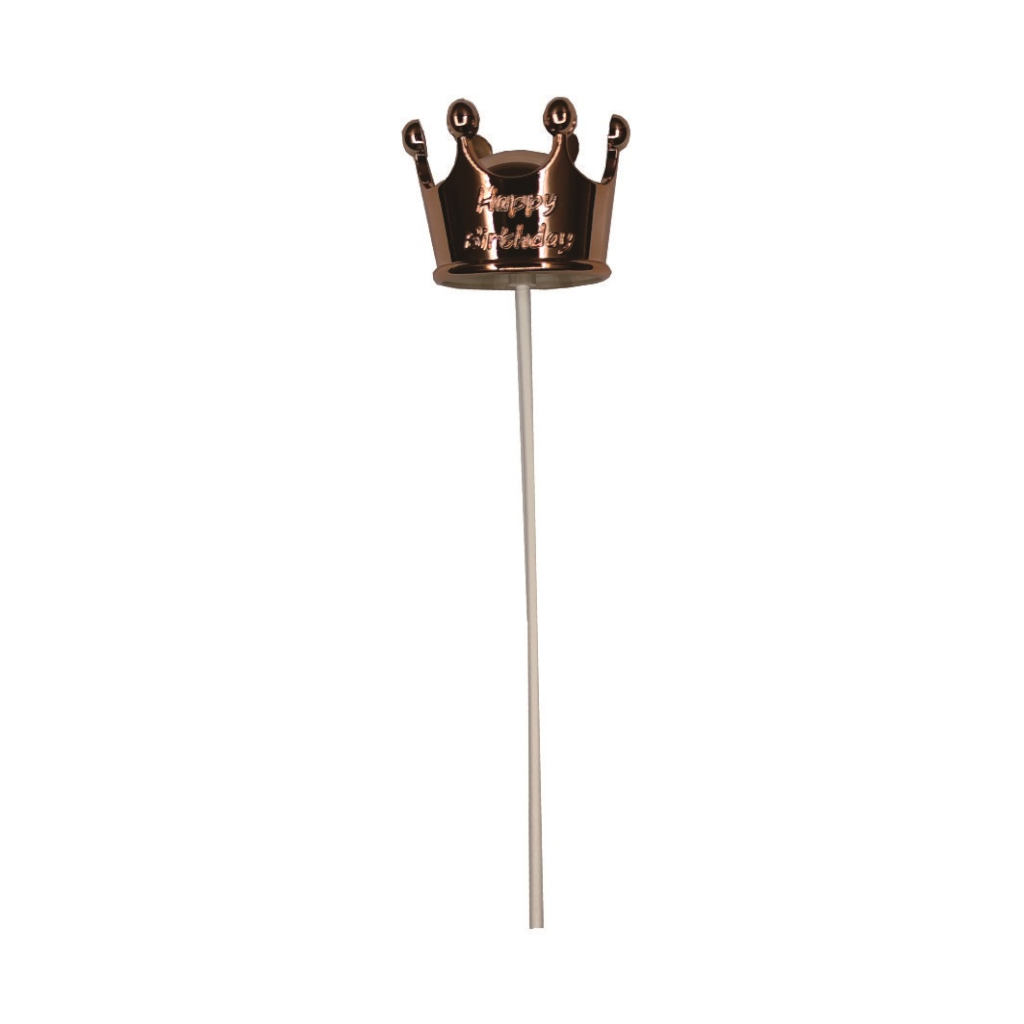 Topper roz, 17 cm, coroana, la multi ani