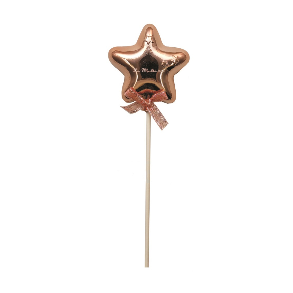 Topper roz, 6.2x6.2 cm, stea, la multi ani