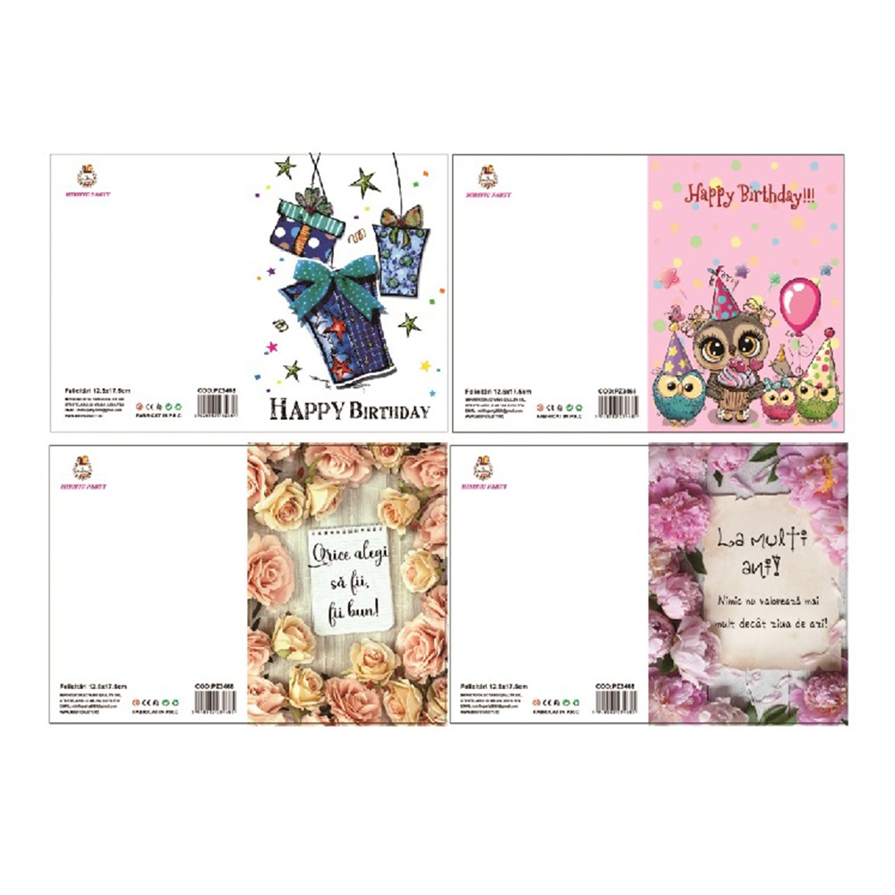 Set 8 felicitari, 17.5×12.5 cm, la multi ani