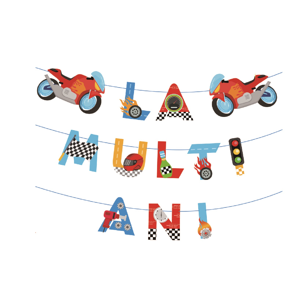 Set ghirlanda decorativa multicolor, 4.5 m, motociclist, la multi ani