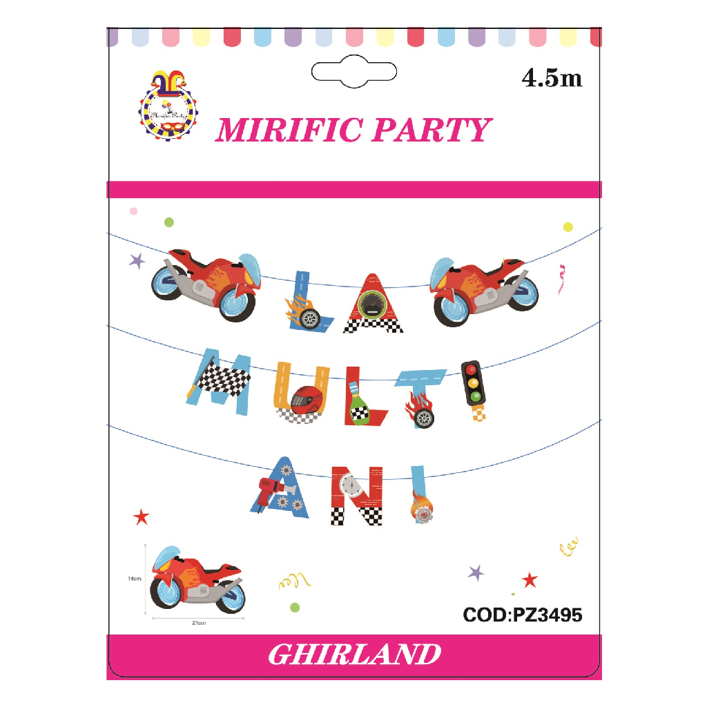 Set ghirlanda decorativa multicolor, 4.5 m, motociclist, la multi ani - imagine 2
