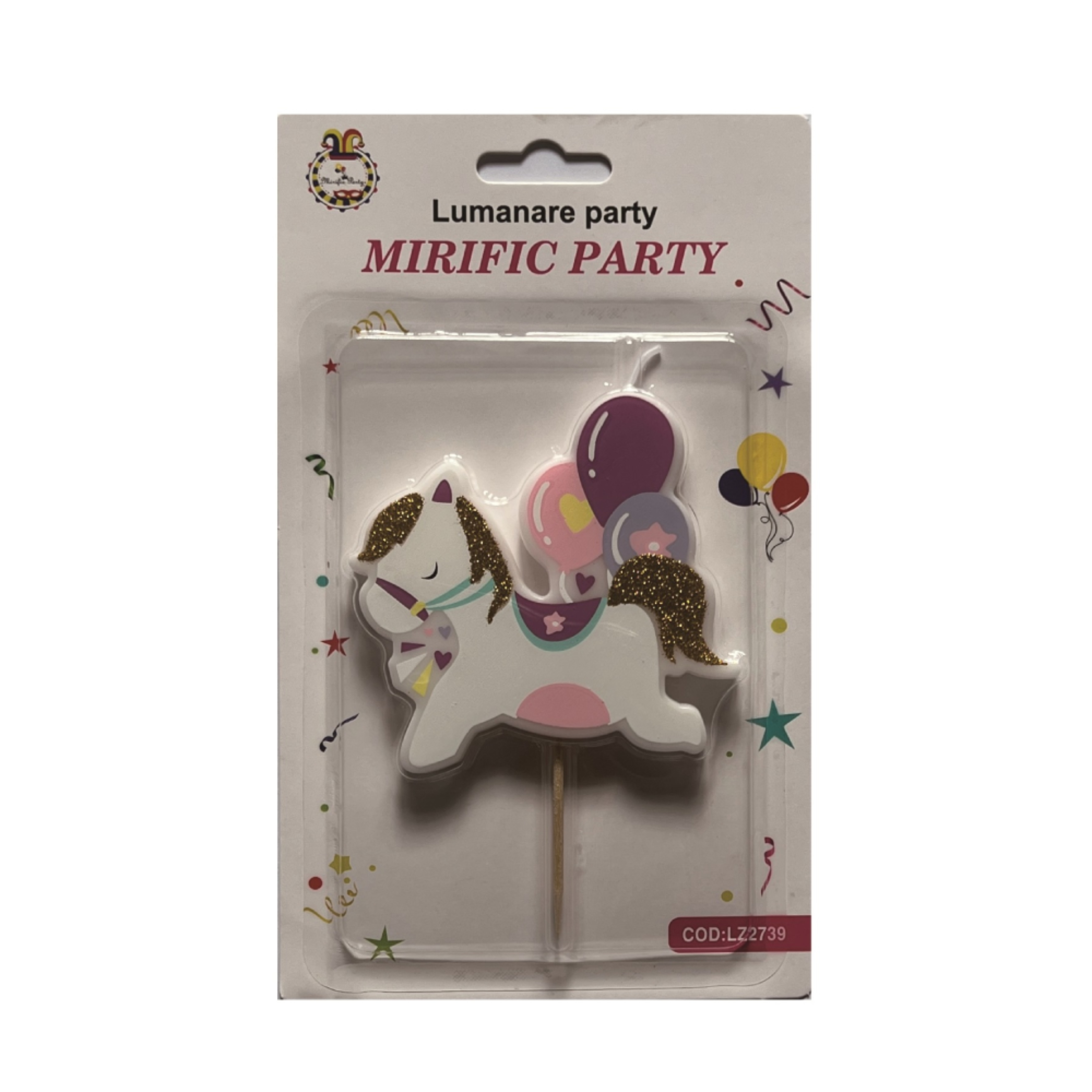 Lumanare tort, multicolor, 12 cm, ponei, PPLZ2739