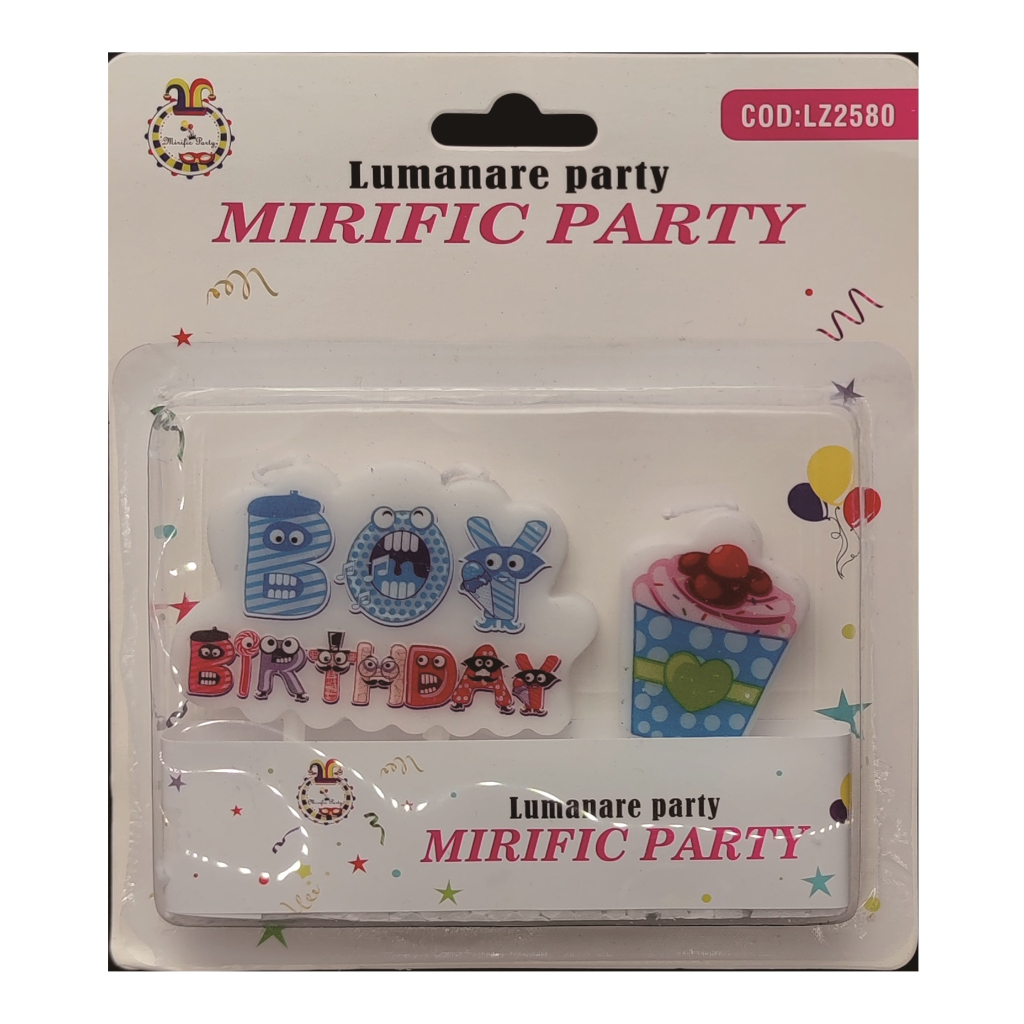 Lumanare tort multicolor, 8 cm, briosa, boy birthday