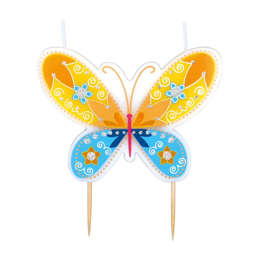 Lumanare tort multicolor, 9.5x7x0.8 cm, fluture