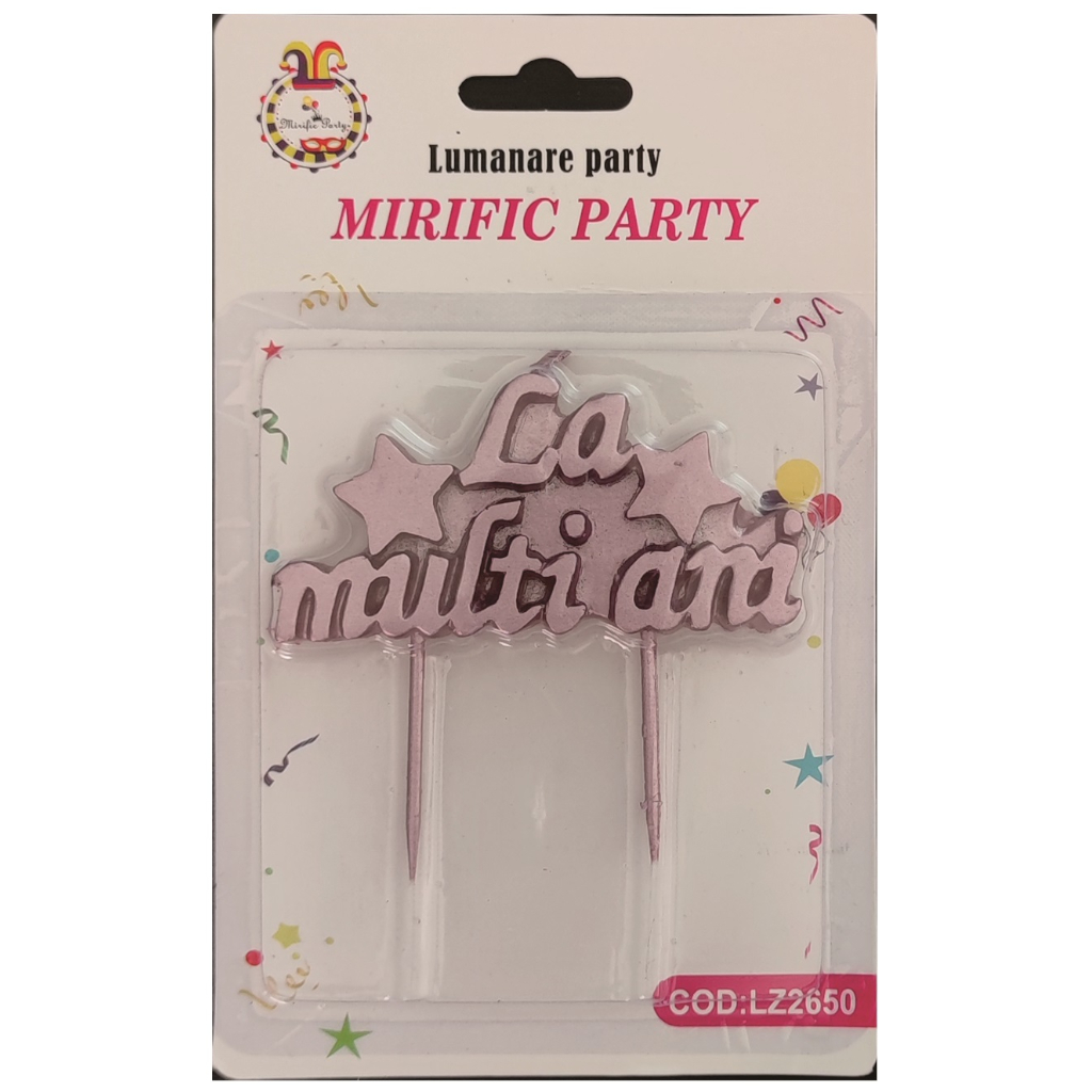 Lumanare tort roz, 8.5x4 cm, la multi ani