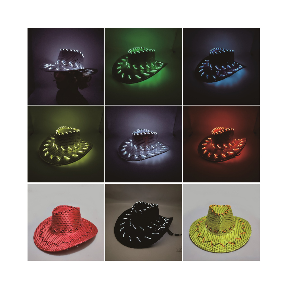 Palarie neon, diverse culori, cu baterii, PPQT8385