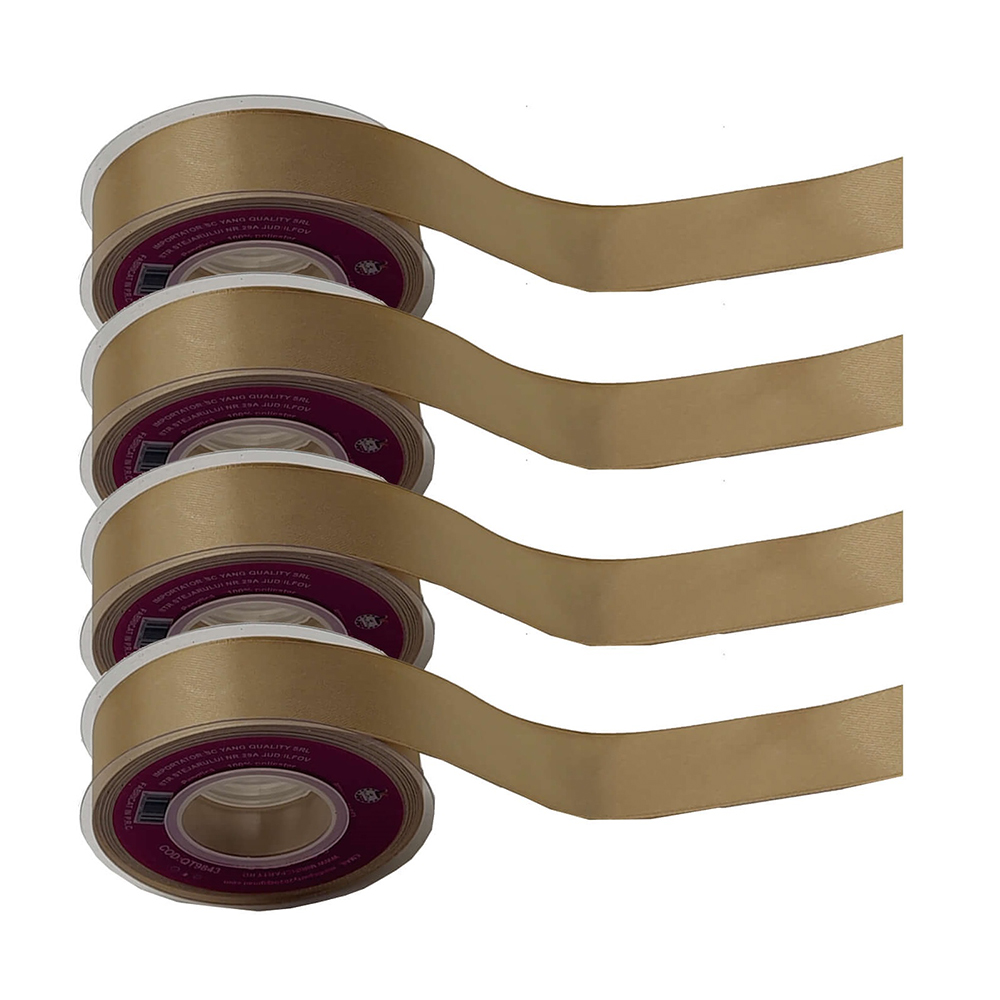 Panglica Satin auriu, 23 m x 2.5 cm, QT9843