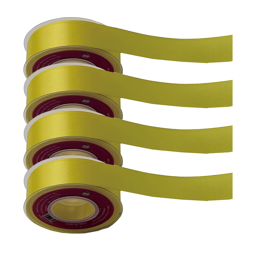 Panglica Satin galben, 23 m x 2.5 cm, QT9831