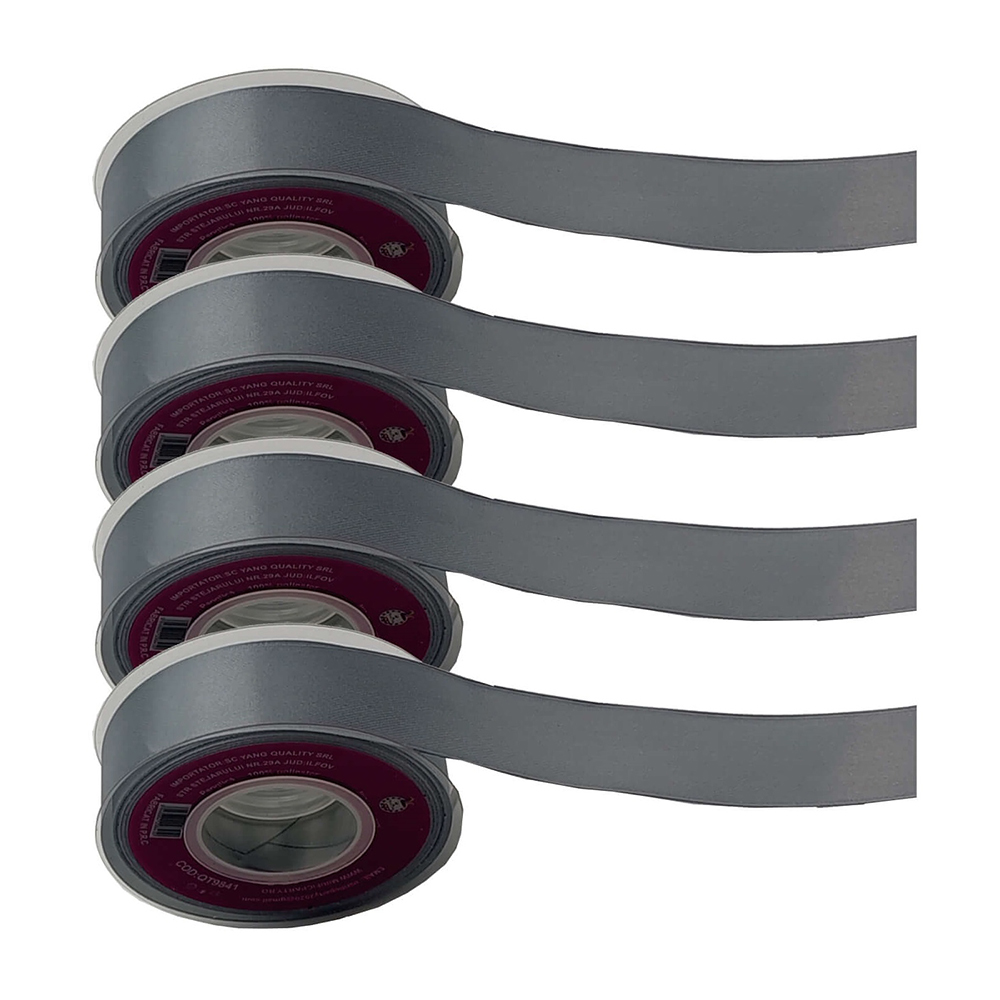 Panglica Satin gri, 23 m x 2.5 cm, QT9841