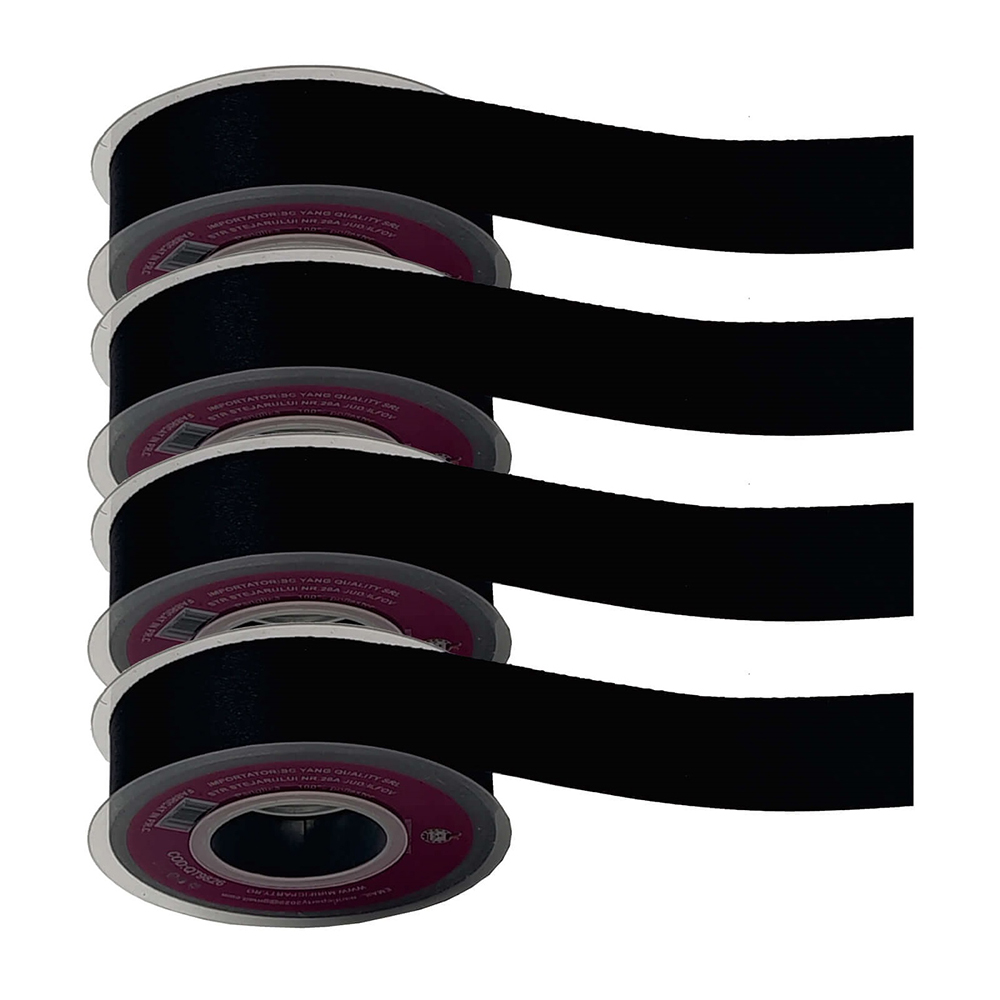 Panglica Satin negru, 23 m x 2.5 cm, QT9826