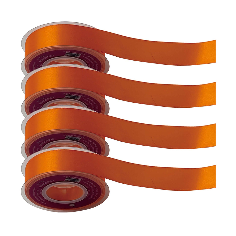 Panglica Satin portocaliu, 23 m x 2.5 cm, QT9836