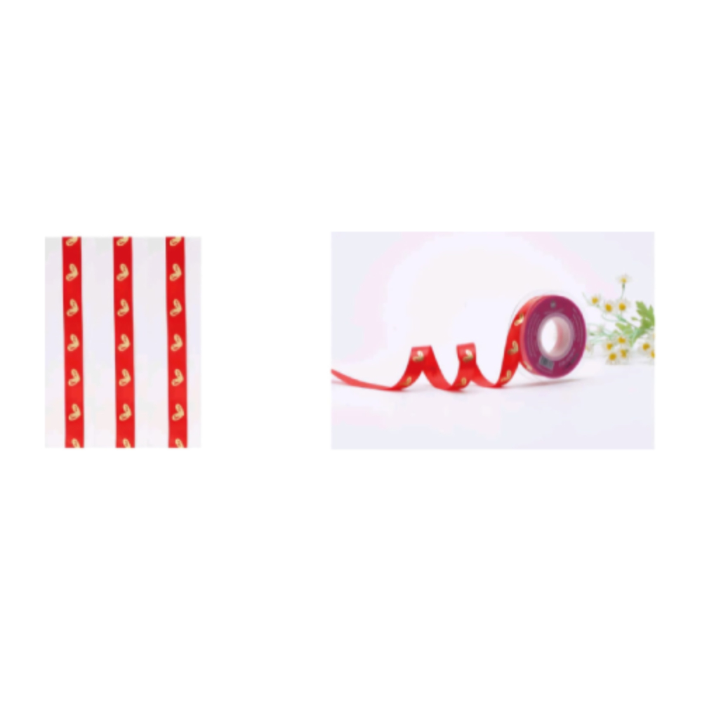 Panglica Satin rosu, 15 m x 1.5 cm, inima, PPQT8616