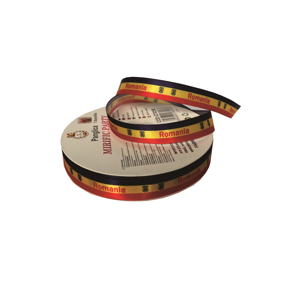 Panglica Satin tricolor, 45 m x 1.5 cm, Romania, PPQT8258