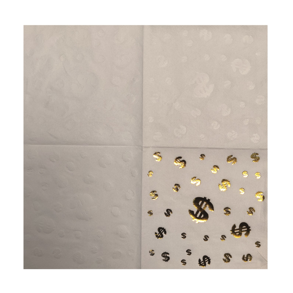 Servetele tort alb, auriu, 33x33 cm, dolar, PPPZ7423