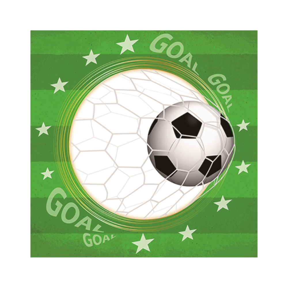 Servetele tort verde, alb, negru, 33x33 cm, fotbal, PPPZ7412