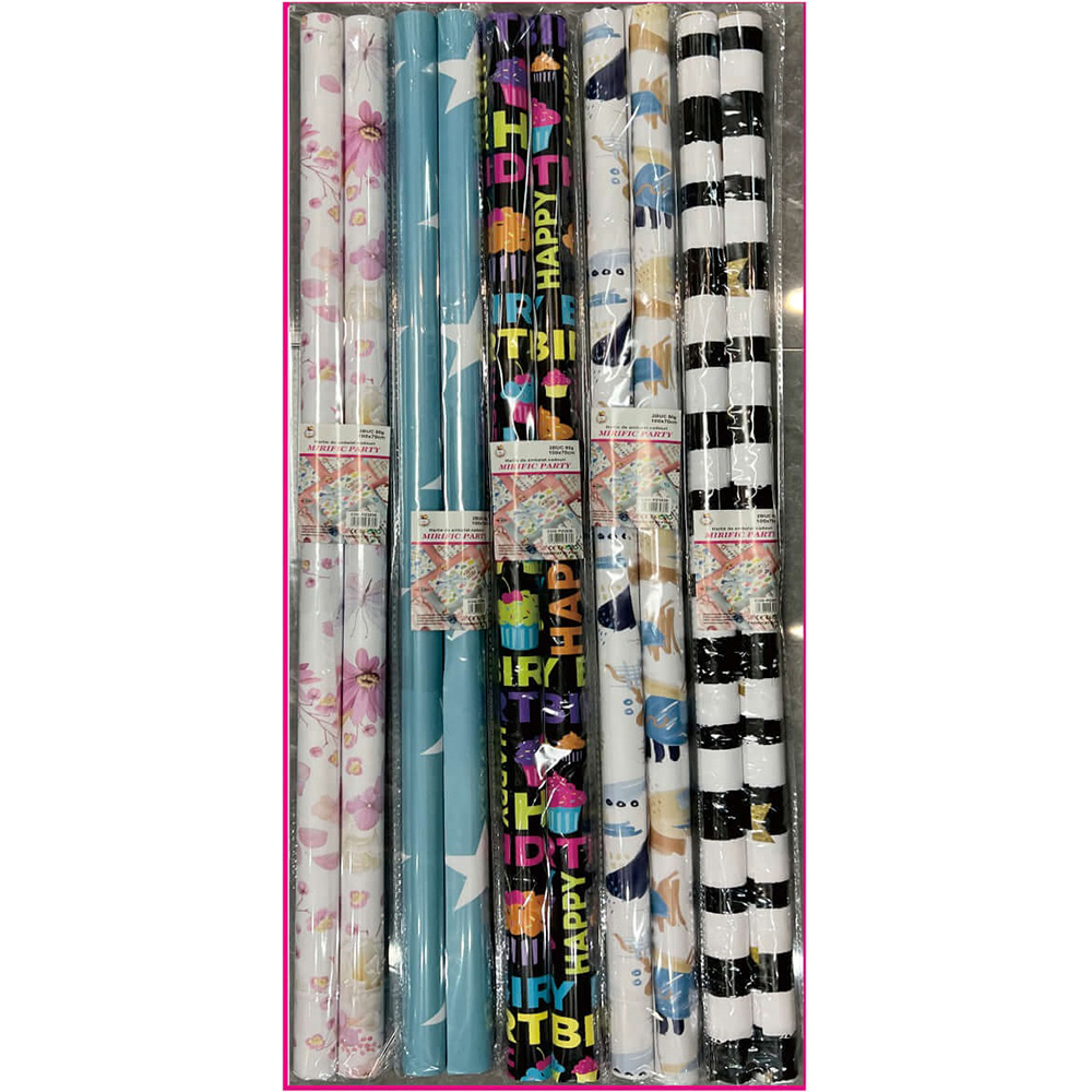 Set 2 buc. hartie de ambalat cadouri multicolor, 100x70 cm, PZ3936, diverse modele