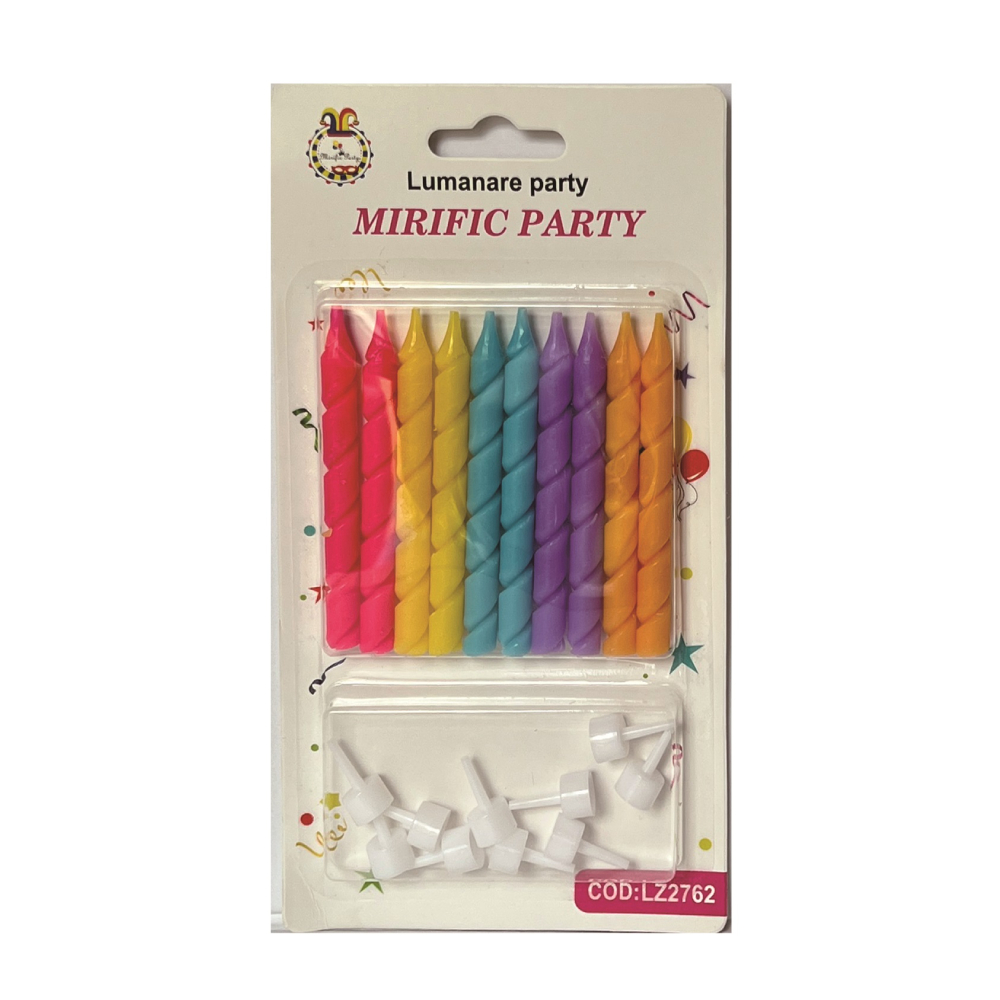 Set 10 lumanari tort, multicolor, 8 cm, PPLZ2762