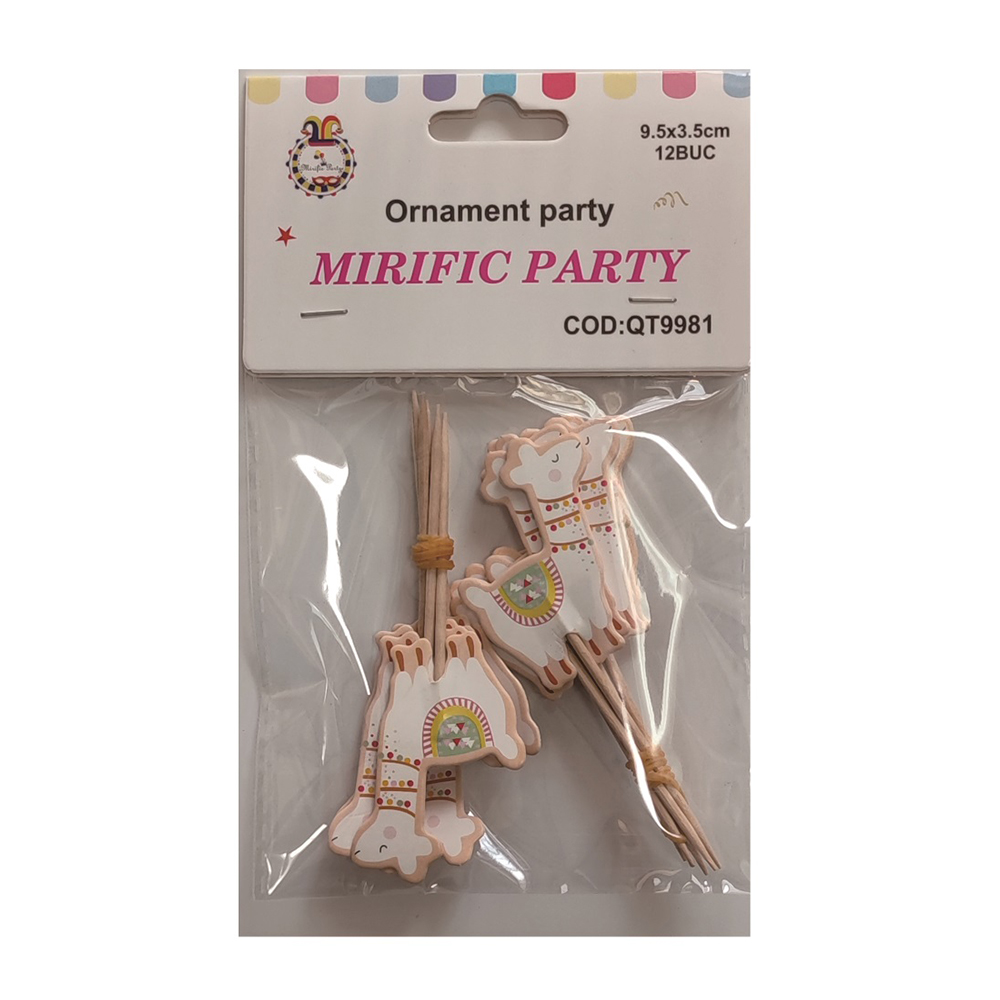 Set 12 buc. scobitori decorative, multicolor, 9.5x3.5 cm, alpaca, PPQT9981 - imagine 2