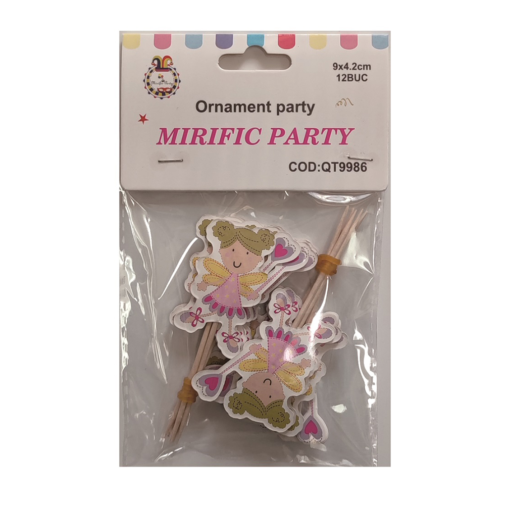 Set 12 buc. scobitori decorative, multicolor, 9x4.2 cm, zana, PPQT9986 - imagine 2