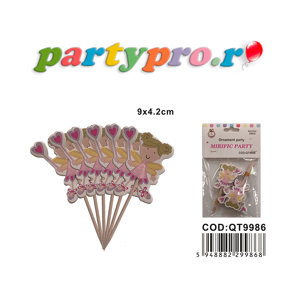 Set 12 buc. scobitori decorative, multicolor, 9x4.2 cm, zana, PPQT9986 - imagine 3