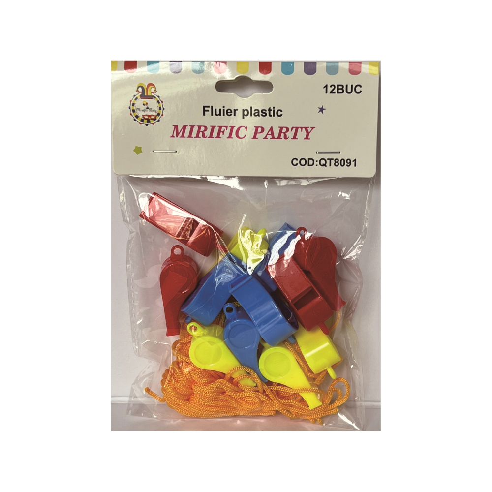 Set 12 fluiere plastic, diverse culori, PPQT8091