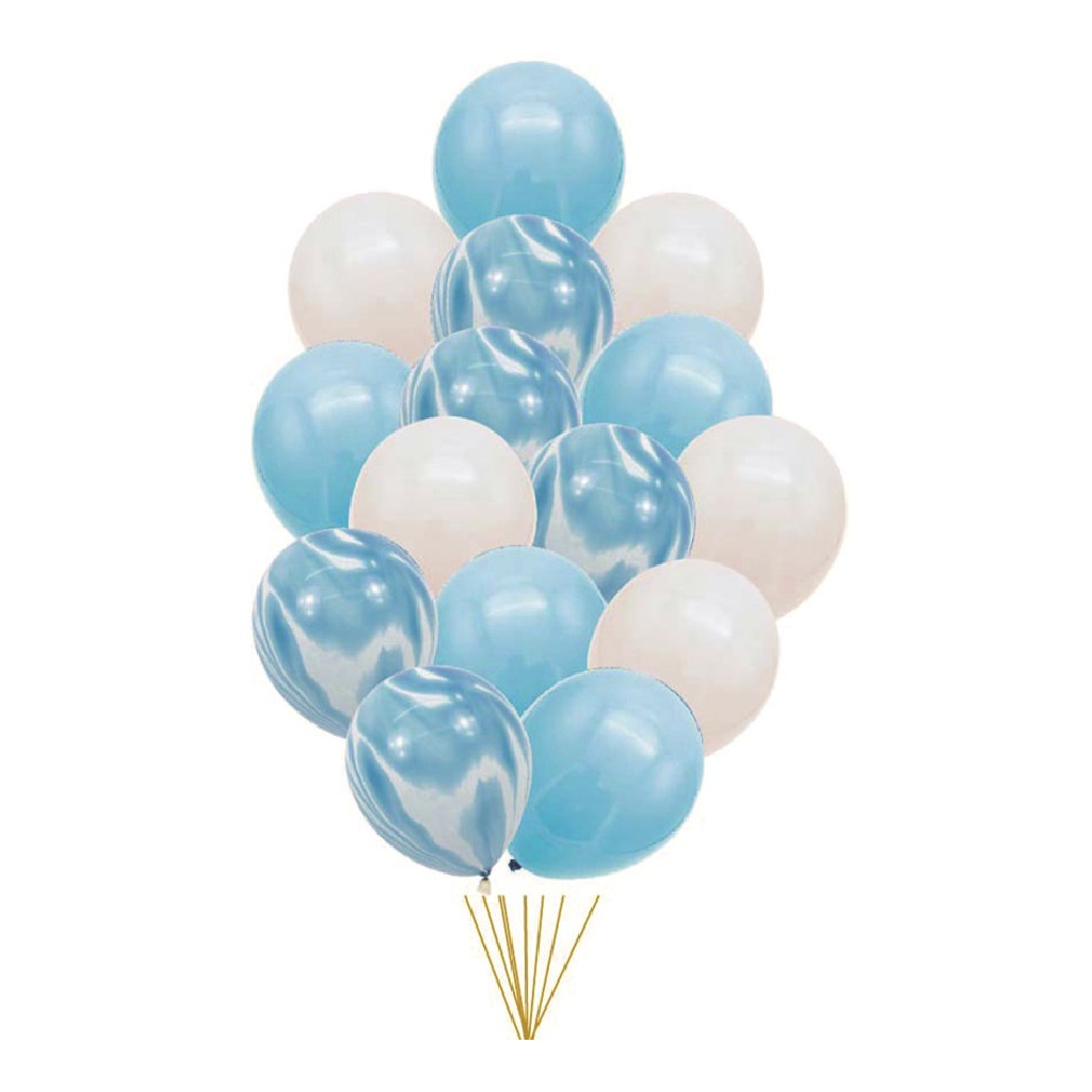 Set 15 baloane party latex alb, albastru, TZ5267, 30 cm