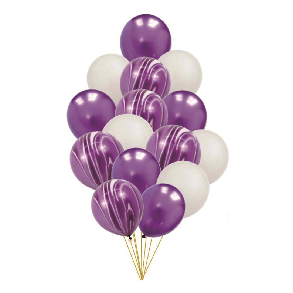 Set 15 baloane party latex alb, violet, TZ5266, 30 cm