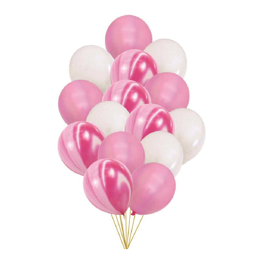 Set 15 baloane party latex alb, roz, TZ5265, 30 cm
