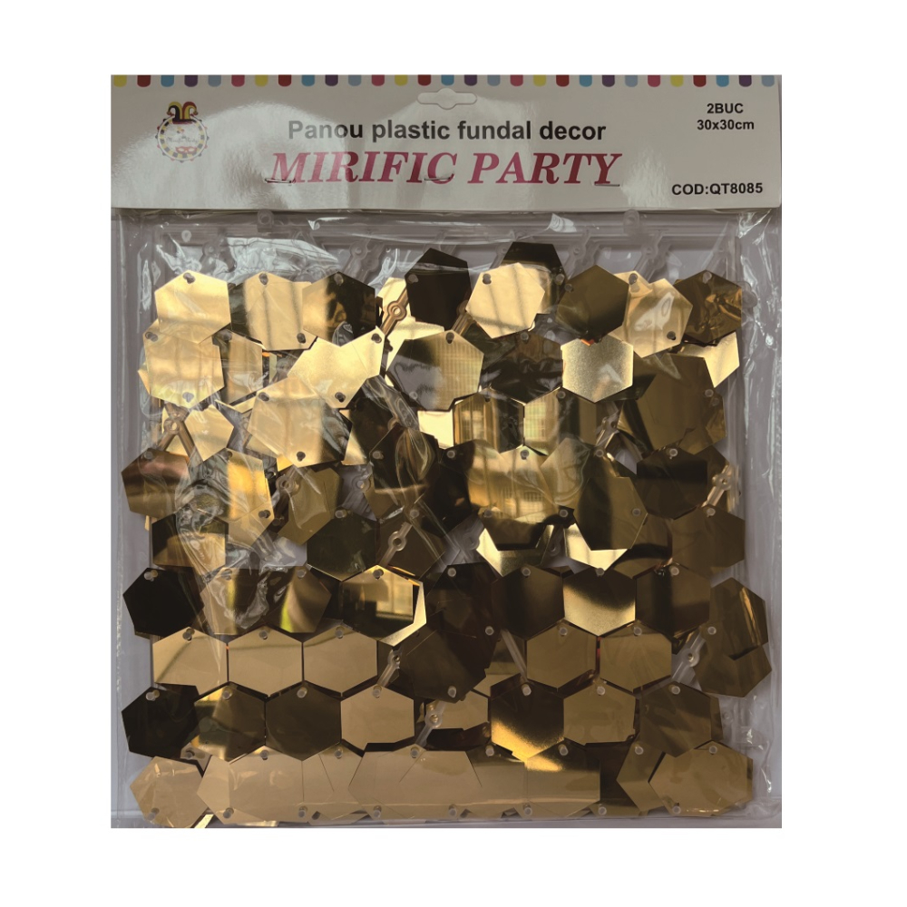 Set 2 buc. panou decorativ auriu, 30x30 cm, PPQT8085