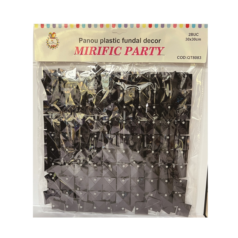 Set 2 buc. panou decorativ negru, 30x30 cm, PPQT8083