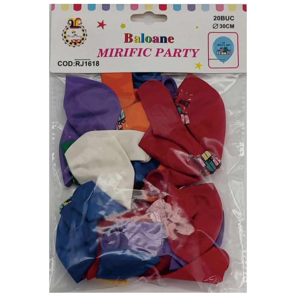 Set 20 baloane party multicolor, 30 cm, cadou, la multi ani, RJ1618