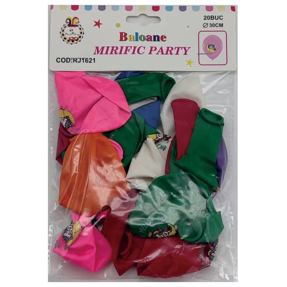 Set 20 baloane party multicolor, 30 cm, unicorn, la multi ani, RJ1621