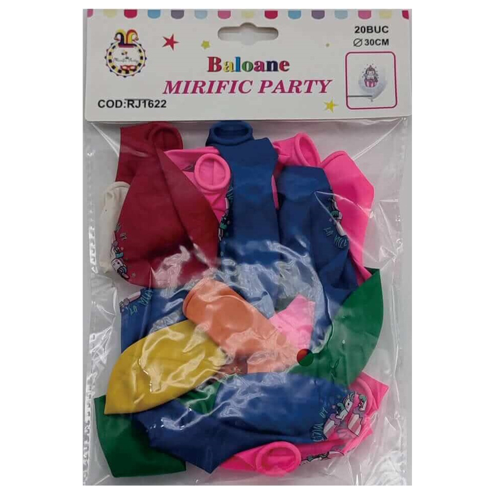 Set 20 baloane party multicolor, 30 cm, unicorn, la multi ani, RJ1622