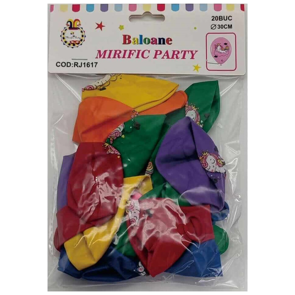 Set 20 baloane party multicolor, 30 cm, unicorn, RJ1617