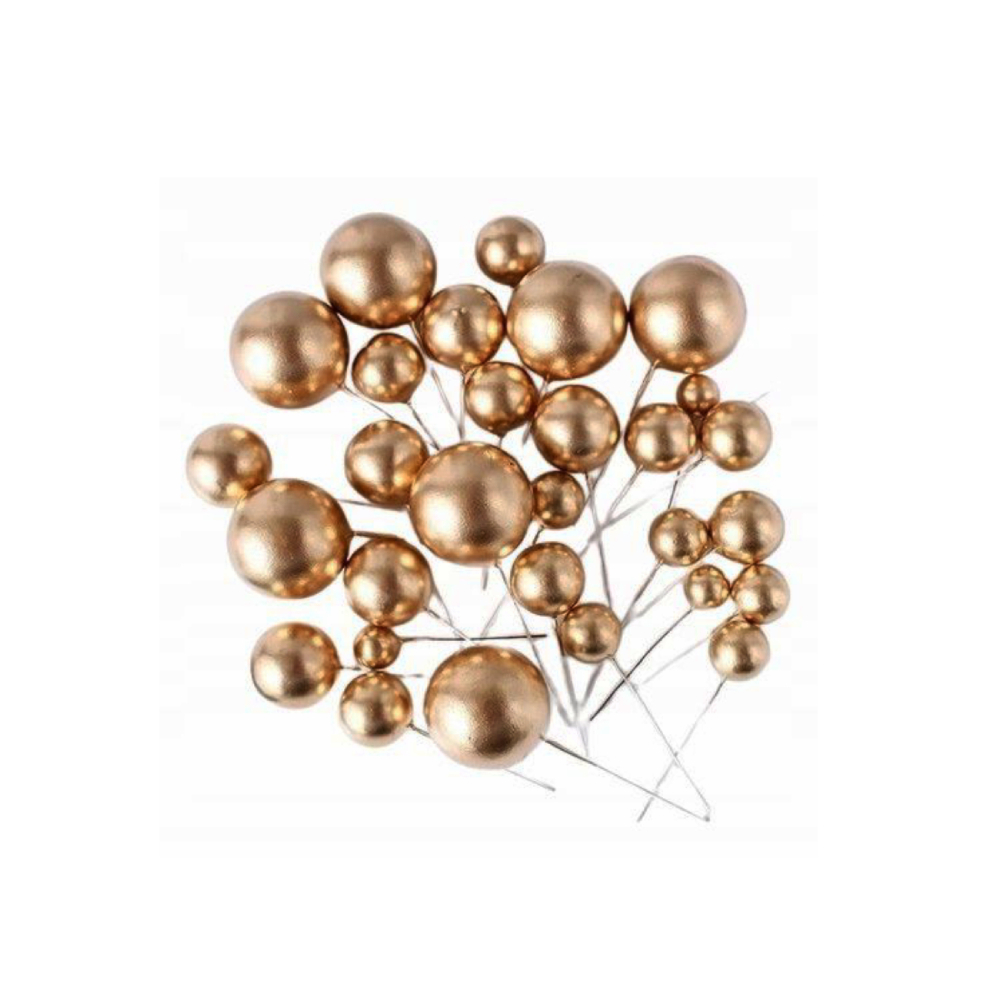 Set 20 bile necomestibile decorative pentru tort, auriu, PPQT8394