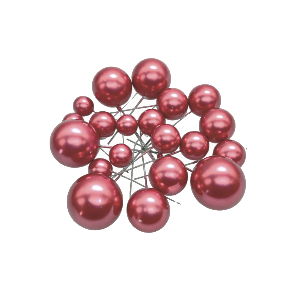 Set 20 bile necomestibile decorative pentru tort, rosu perlat, PPQT8403