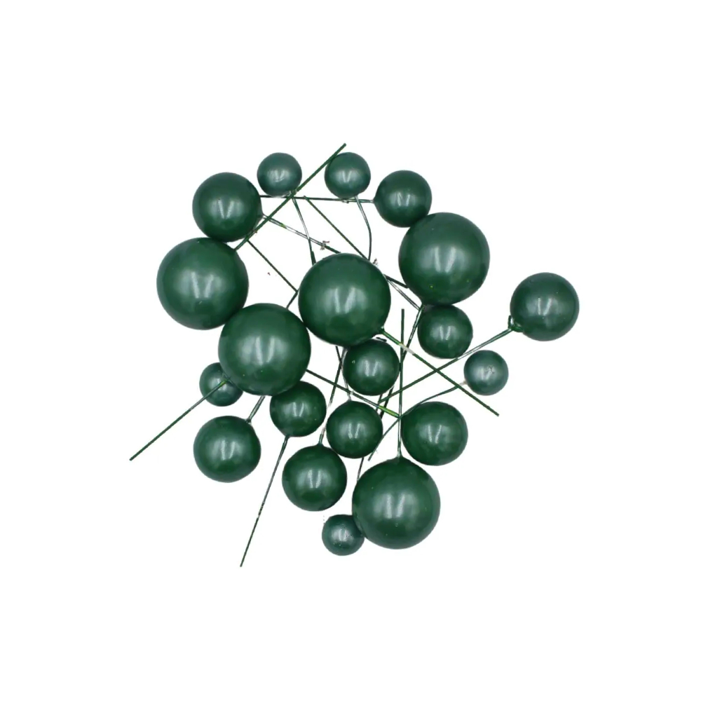Set 20 bile necomestibile decorative pentru tort, verde, PPQT8401