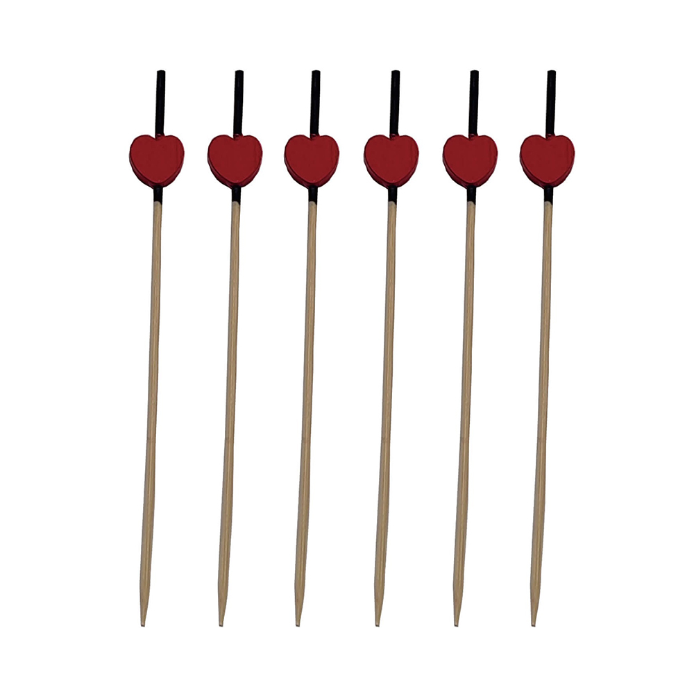 Set 25 buc. scobitori decorative rosu, 12 cm, inima, QT9894