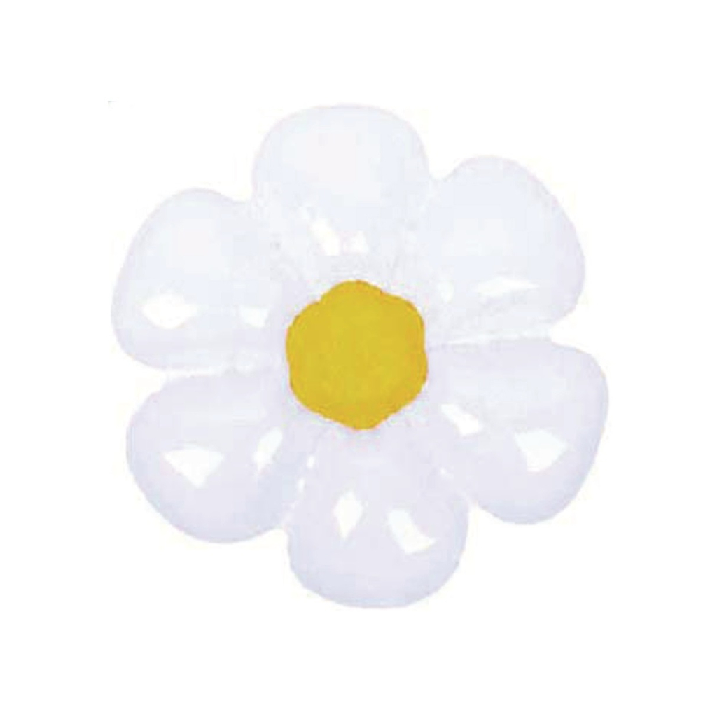 Balon party, folie metalizata auriu, alb, 50x40 cm, floare