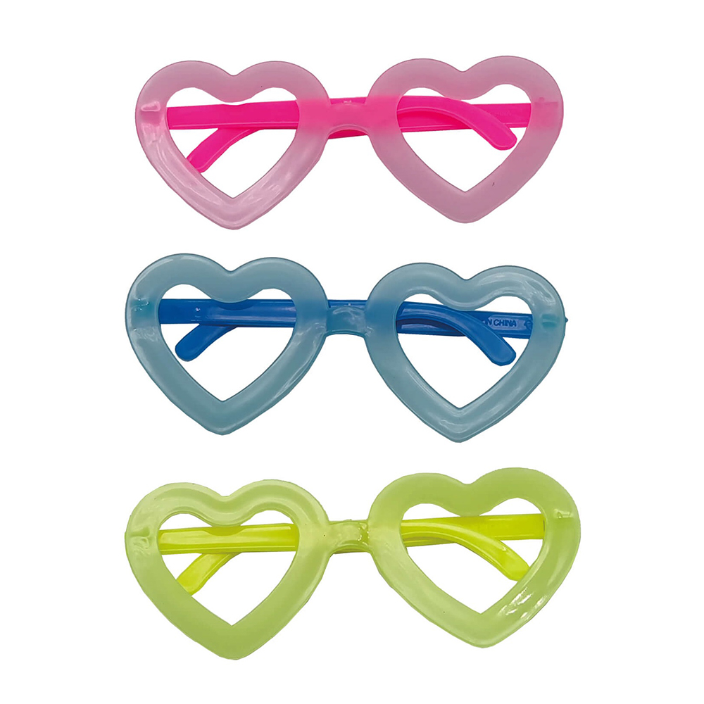 Set 3 buc ochelari roz, albastru, lime, inima, QT9930