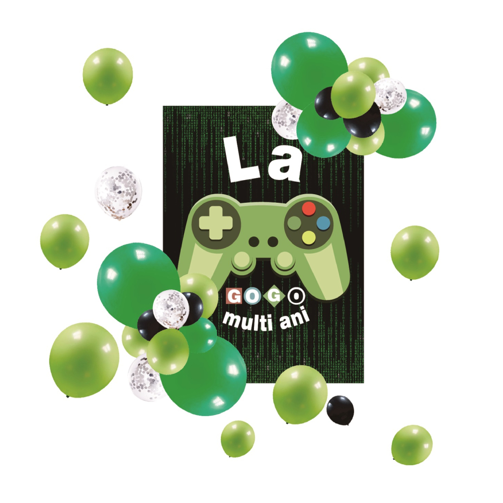Set 35 baloane, verde, negru, game, PPTZ5366