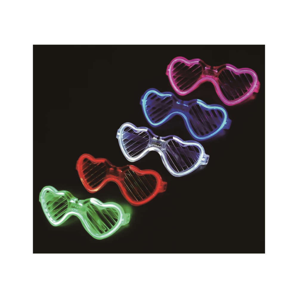 Set 4 buc ochelari neon, diverse culori, cu baterii, inima, PPQT8345
