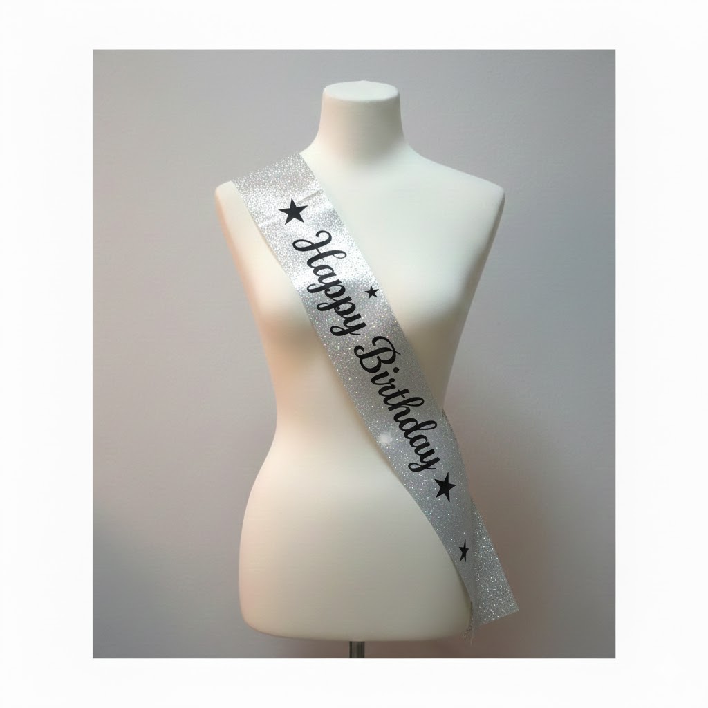 Panglica cu sclipici, diverse culori, 160x10 cm, happy birthday, PPQT8021