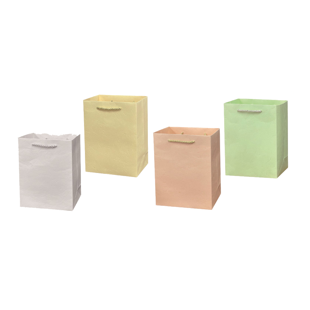 Set 4 pungi cadou, alb, galben, portocaliu, verde, 40x30x12 cm, PPPZ7057