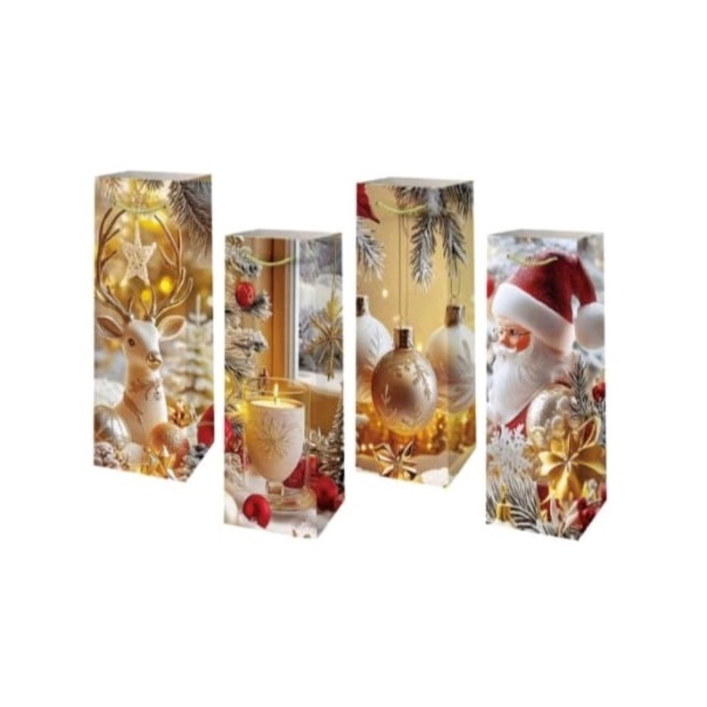 Set 4 pungi cadou, auriu, 36x12.7x8.5 cm, Craciun, PPPZ7518