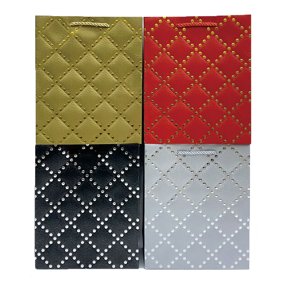 Set 4 pungi cadou auriu, negru, rosu, argintiu, 32x26x10 cm, PZ3804
