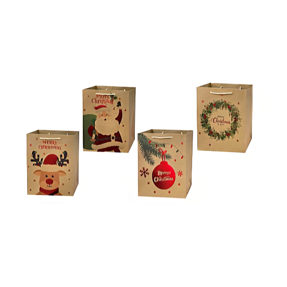 Set 4 pungi cadou, multicolor, 23x18x10 cm, Craciun, PPPZ7493